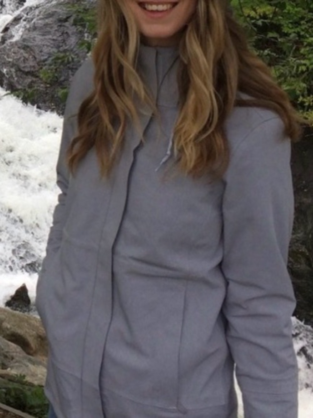North Face Light Gray Hooded Rain Jacket